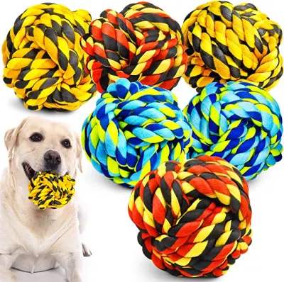 積極的な犬の歯のクリーニング異なるサイズの綿ロープトレーニングボール噛み応えのある犬のおもちゃ